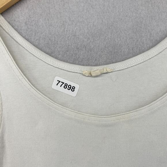 EILEEN FISHER Tank Top L Ribbed Organic Cotton Jersey Cami Scoop Neck Off White - Picture 13 of 13